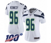 Women's Seattle Seahawks #96 Cortez Kennedy White Vapor Untouchable Limited Player 100th Season Football Jersey