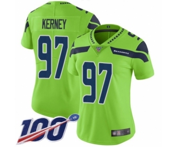 Women's Seattle Seahawks #97 Patrick Kerney Limited Green Rush Vapor Untouchable 100th Season Football Jersey