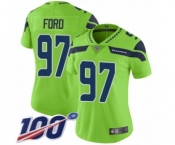 Women's Seattle Seahawks #97 Poona Ford Limited Green Rush Vapor Untouchable 100th Season Football Jersey