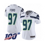 Women's Seattle Seahawks #97 Poona Ford White Vapor Untouchable Limited Player 100th Season Football Jersey