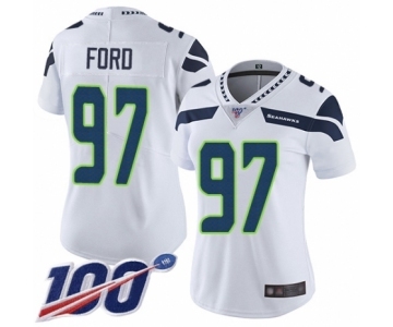 Women's Seattle Seahawks #97 Poona Ford White Vapor Untouchable Limited Player 100th Season Football Jersey