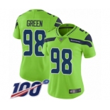 Women's Seattle Seahawks #98 Rasheem Green Limited Green Rush Vapor Untouchable 100th Season Football Jersey