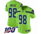 Women's Seattle Seahawks #98 Rasheem Green Limited Green Rush Vapor Untouchable 100th Season Football Jersey