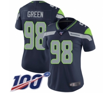 Women's Seattle Seahawks #98 Rasheem Green Navy Blue Team Color Vapor Untouchable Limited Player 100th Season Football Jersey