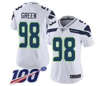 Women's Seattle Seahawks #98 Rasheem Green White Vapor Untouchable Limited Player 100th Season Football Jersey