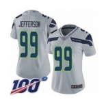 Women's Seattle Seahawks #99 Quinton Jefferson Grey Alternate Vapor Untouchable Limited Player 100th Season Football Jersey