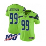 Women's Seattle Seahawks #99 Quinton Jefferson Limited Green Rush Vapor Untouchable 100th Season Football Jersey