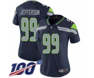 Women's Seattle Seahawks #99 Quinton Jefferson Navy Blue Team Color Vapor Untouchable Limited Player 100th Season Football Jersey