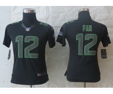 nike women nfl jerseys seattle seahawks #12 fan black[nike impact limited]