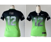 nike women nfl jerseys seattle seahawks #12 fan blue-green[nike drift fashion][second version]