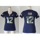 nike women nfl jerseys seattle seahawks #12 fan blue [handwork sequin lettering fashion]