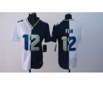 nike women nfl jerseys seattle seahawks #12 fan blue-white[nike split]