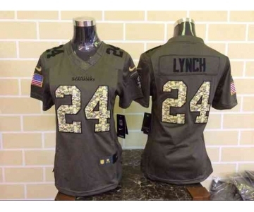 nike women nfl jerseys seattle seahawks #24 marshawn lynch army green[nike Limited Salute To Service]