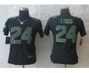 nike women nfl jerseys seattle seahawks #24 marshawn lynch black[nike impact limited]