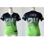 nike women nfl jerseys seattle seahawks #24 marshawn lynch blue-green[nike drift fashion][second version]