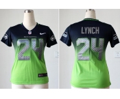 nike women nfl jerseys seattle seahawks #24 marshawn lynch blue-green[nike drift fashion][second version]