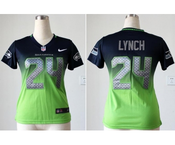 nike women nfl jerseys seattle seahawks #24 marshawn lynch blue-green[nike drift fashion][second version]