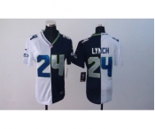 nike women nfl jerseys seattle seahawks #24 marshawn lynch blue-white[nike split]