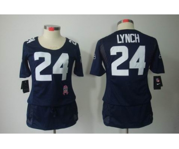 nike women nfl jerseys seattle seahawks #24 marshawn lynch blue[breast cancer awareness]