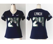 nike women nfl jerseys seattle seahawks #24 marshawn lynch blue[handwork sequin lettering fashion]