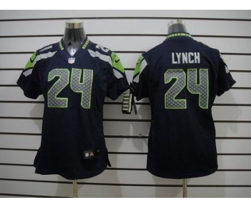 nike women nfl jerseys seattle seahawks #24 marshawn lynch blue[nike limited]