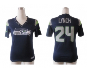 nike women nfl jerseys seattle seahawks #24 marshawn lynch field flirt fashion blue[nike 2012]