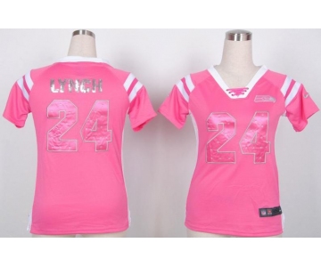 nike women nfl jerseys seattle seahawks #24 marshawn lynch pink[fashion Rhinestone sequins]