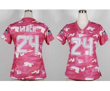 nike women nfl jerseys seattle seahawks #24 marshawn lynch pink[fashion camo]