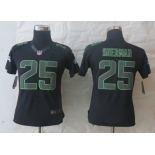 nike women nfl jerseys seattle seahawks #25 sherman black[nike impact limited]