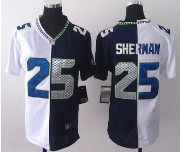 nike women nfl jerseys seattle seahawks #25 sherman blue-white[nike split]