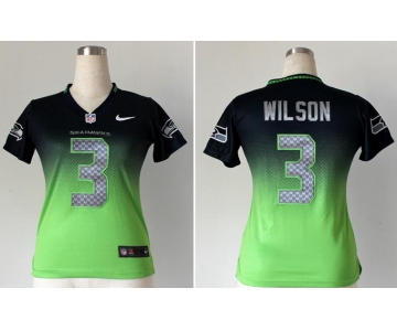 nike women nfl jerseys seattle seahawks #3 wilson blue-green[nike drift fashion][second version]