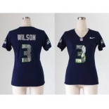 nike women nfl jerseys seattle seahawks #3 wilson blue[handwork sequin lettering fashion]