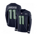 Youth Nike Seattle Seahawks #11 Sebastian Janikowski Limited Navy Blue Therma Long Sleeve NFL Jersey