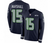 Youth Nike Seattle Seahawks #15 Brandon Marshall Limited Navy Blue Therma Long Sleeve NFL Jersey