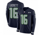 Youth Nike Seattle Seahawks #16 Tyler Lockett Limited Navy Blue Therma Long Sleeve NFL Jersey