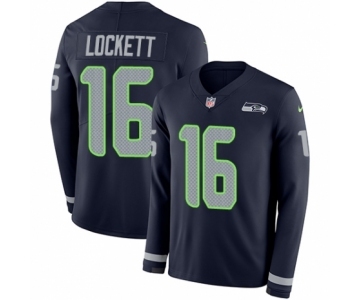 Youth Nike Seattle Seahawks #16 Tyler Lockett Limited Navy Blue Therma Long Sleeve NFL Jersey