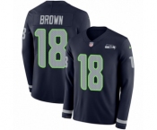 Youth Nike Seattle Seahawks #18 Jaron Brown Limited Navy Blue Therma Long Sleeve NFL Jersey