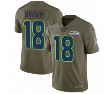 Youth Nike Seattle Seahawks #18 Jaron Brown Limited Olive 2017 Salute to Service NFL Jersey