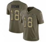 Youth Nike Seattle Seahawks #18 Jaron Brown Limited Olive Camo 2017 Salute to Service NFL Jersey