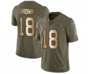 Youth Nike Seattle Seahawks #18 Jaron Brown Limited Olive Gold 2017 Salute to Service NFL Jersey