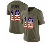 Youth Nike Seattle Seahawks #18 Jaron Brown Limited Olive USA Flag 2017 Salute to Service NFL Jersey