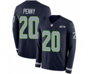 Youth Nike Seattle Seahawks #20 Rashaad Penny Limited Navy Blue Therma Long Sleeve NFL Jersey