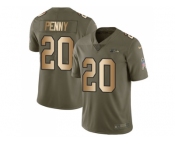 Youth Nike Seattle Seahawks #20 Rashaad Penny Olive Gold Stitched NFL Limited 2017 Salute to Service Jersey