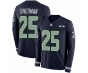 Youth Nike Seattle Seahawks #25 Richard Sherman Limited Navy Blue Therma Long Sleeve NFL Jersey