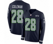 Youth Nike Seattle Seahawks #28 Justin Coleman Limited Navy Blue Therma Long Sleeve NFL Jersey