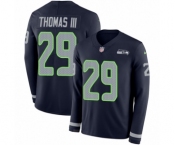 Youth Nike Seattle Seahawks #29 Earl Thomas III Limited Navy Blue Therma Long Sleeve NFL Jersey