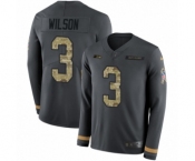 Youth Nike Seattle Seahawks #3 Russell Wilson Limited Black Salute to Service Therma Long Sleeve NFL Jersey