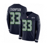 Youth Nike Seattle Seahawks #33 Tedric Thompson Limited Navy Blue Therma Long Sleeve NFL Jersey