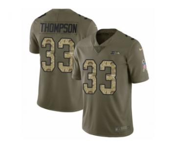 Youth Nike Seattle Seahawks #33 Tedric Thompson Limited Olive Camo 2017 Salute to Service NFL Jersey