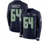 Youth Nike Seattle Seahawks #64 J.R. Sweezy Limited Navy Blue Therma Long Sleeve NFL Jersey